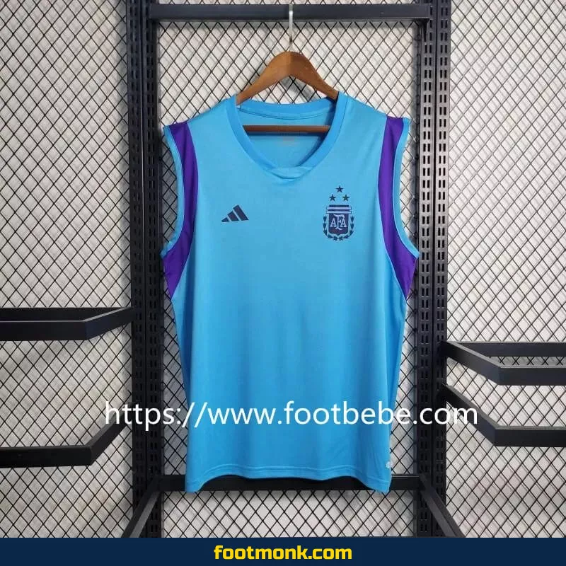 Maillot Argentine 2023 Sans Manche Pre Match bleu