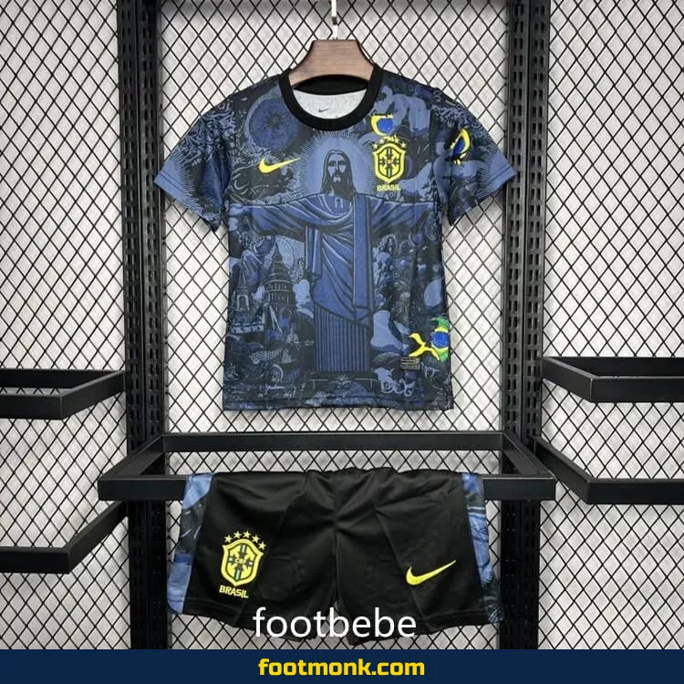 Maillot Bresil Enfant 2024 2025 Christ Rédempteur bleu